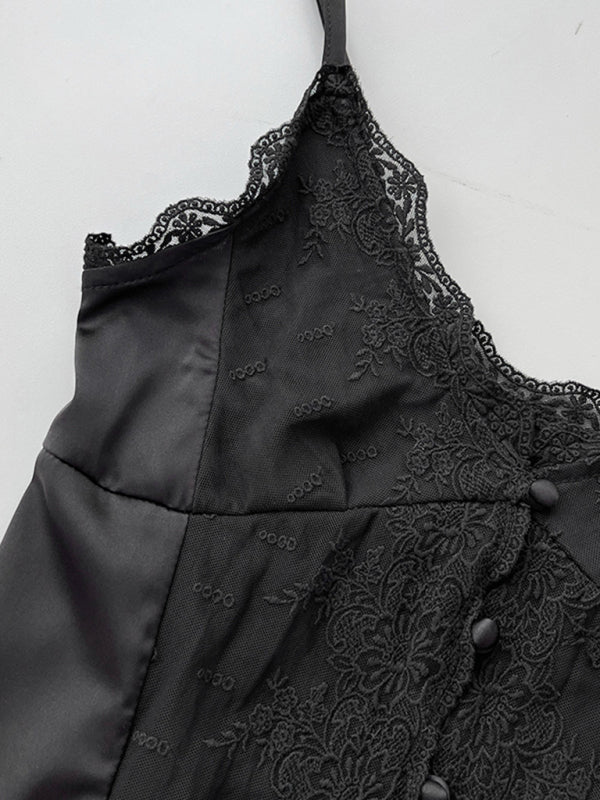 Lace satin sweet slim buttoned small camisole